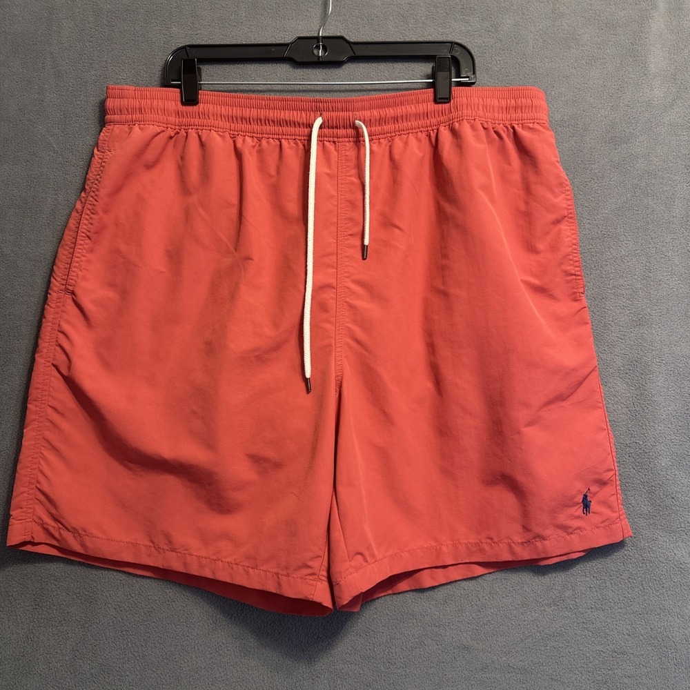 Polo Ralph Lauren Swim Trunks Shorts Mens 1XB Big & Tall Salmon Red Drawstring